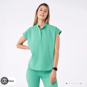 FIGS Women's Mint Green Short-Sleeve Scrub Top